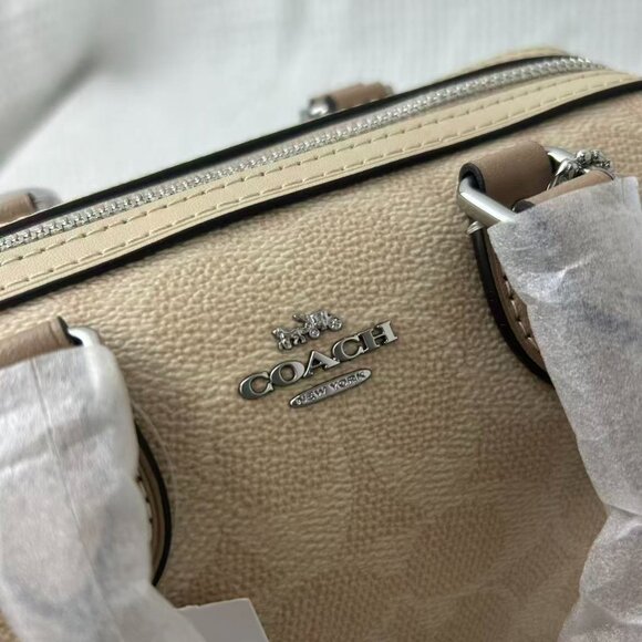 NEW Coach Mini Rowan Crossbody Bag In Blocked Signature Canvas - Picture 9 of 13